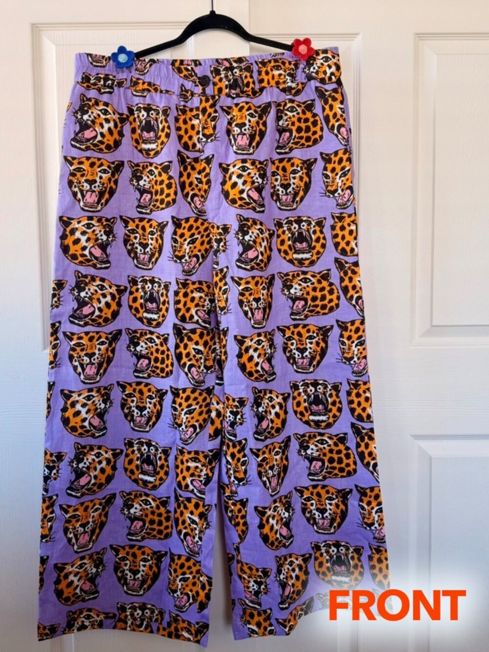NOOWORKS Linen Catalina Pants Cheetah Head Print - Size 3X - Picture 6 of 10
